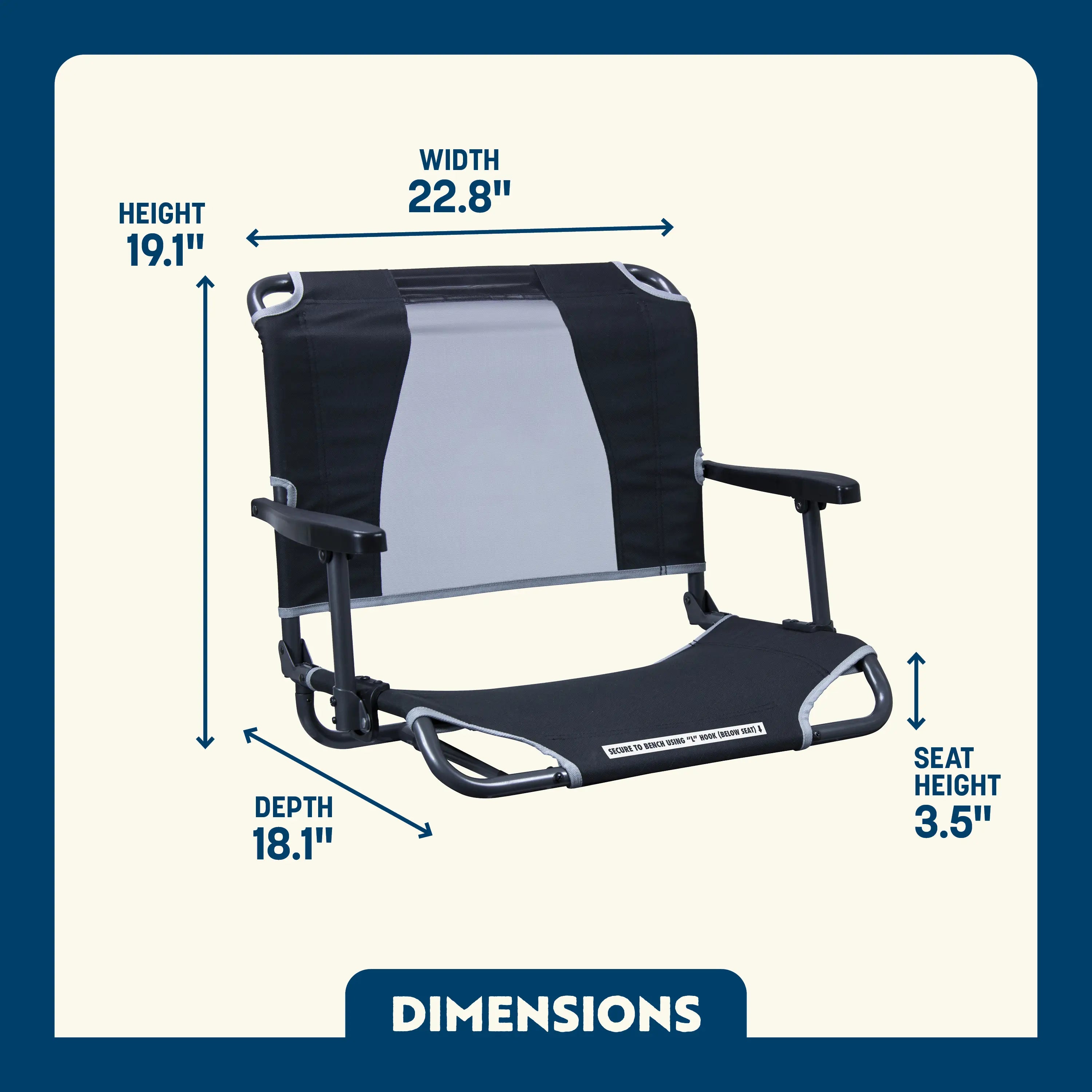 Ultra-Lightweight Big Comfort Stadium Chair with Armrests - Choice 465 - Ergonomic Portable Stadium Seat for Sports Events Detail