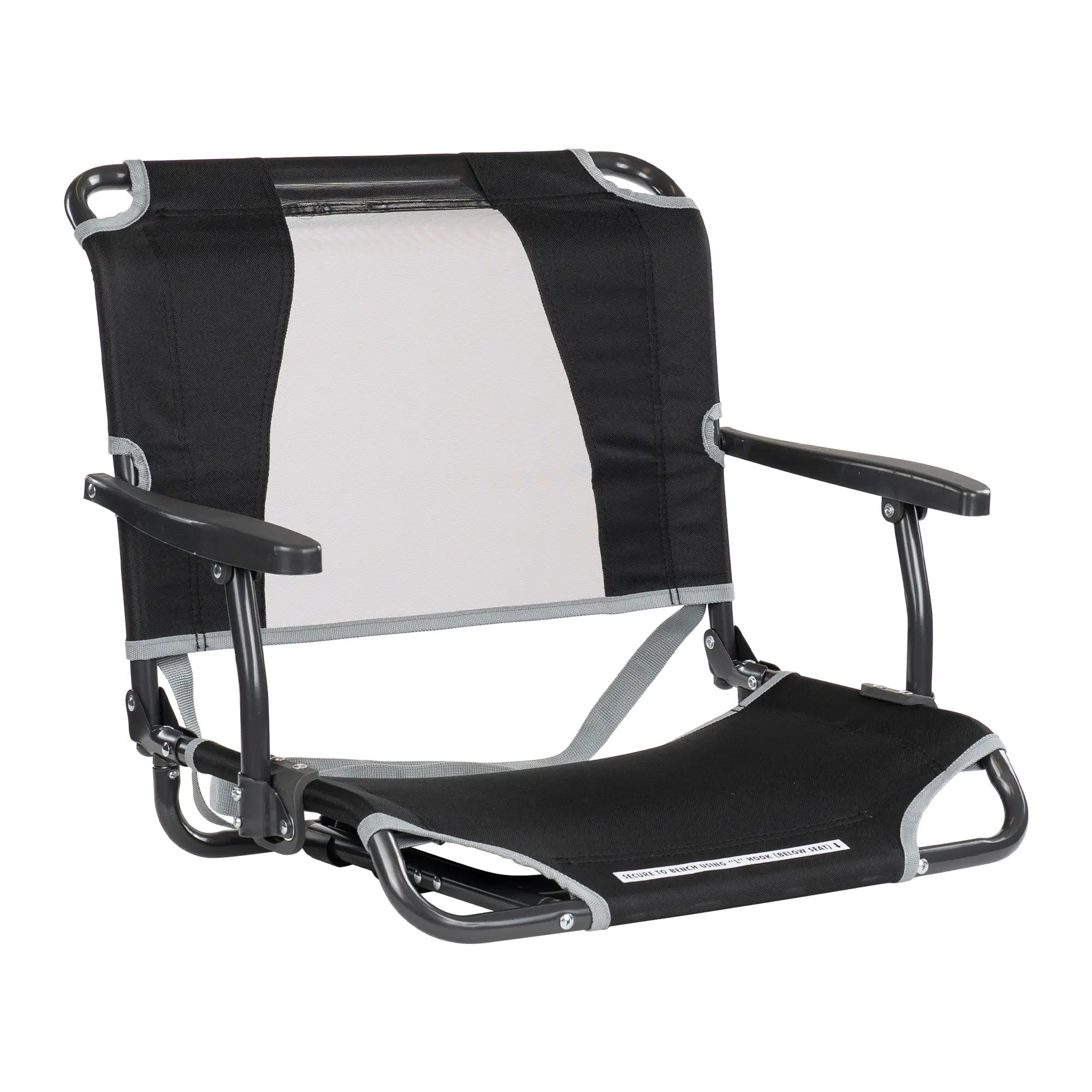 Ultra-Lightweight Big Comfort Stadium Chair with Armrests - Choice 465 - Ergonomic Portable Stadium Seat for Sports Events - Black