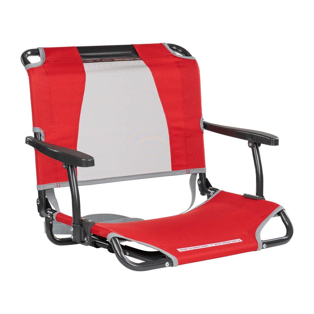 Ultra-Lightweight Big Comfort Stadium Chair with Armrests - Choice 465 - Ergonomic Portable Stadium Seat for Sports Events - Red