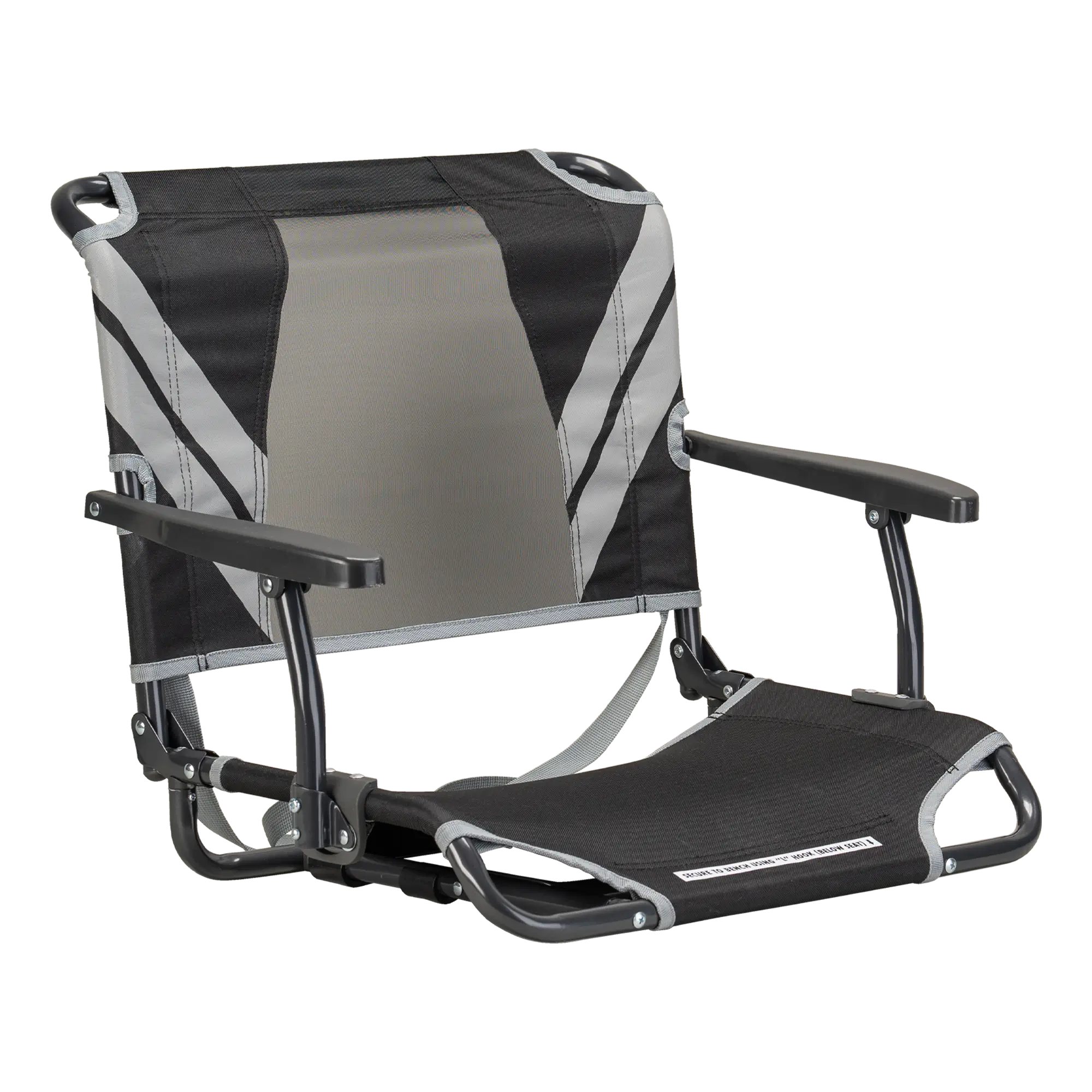 Ultra-Lightweight Big Comfort Stadium Chair with Armrests - Choice 465 - Ergonomic Portable Stadium Seat for Sports Events - Black/Gray