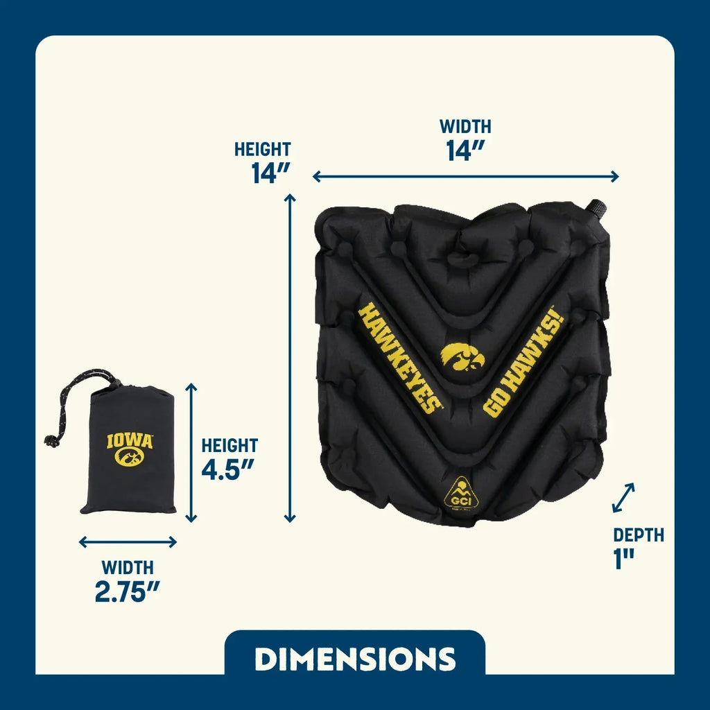 Bleacher-Friendly College V Seat Inflatable Stadium Cushion - Iowa Hawkeyes - Choice 157 - Ergonomic Portable Stadium Seat for Sports Events Detail