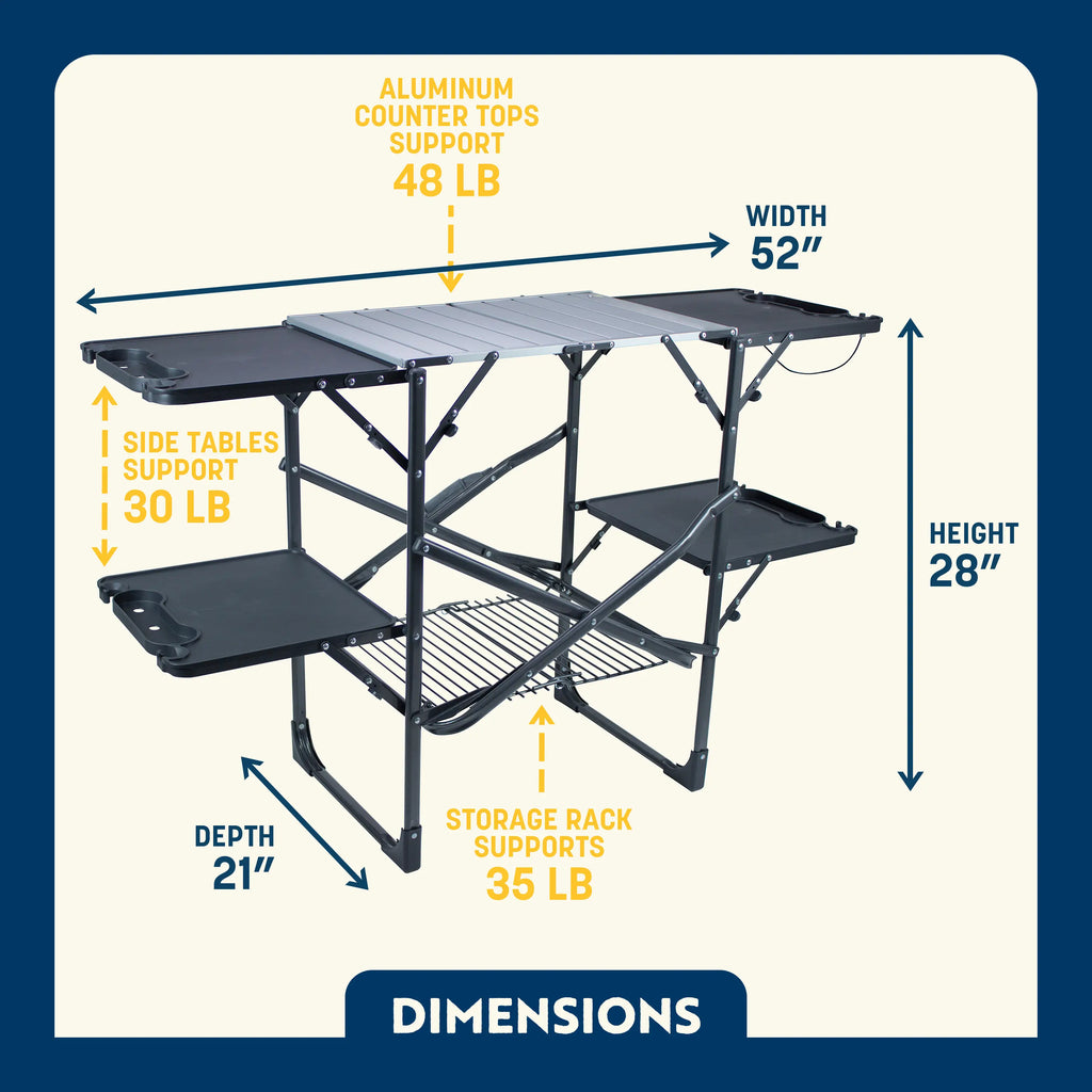 Portable Culinary Slim-Fold Cook Station - Choice 575 - Portable Compact BBQ Grilling Tool Set Detail