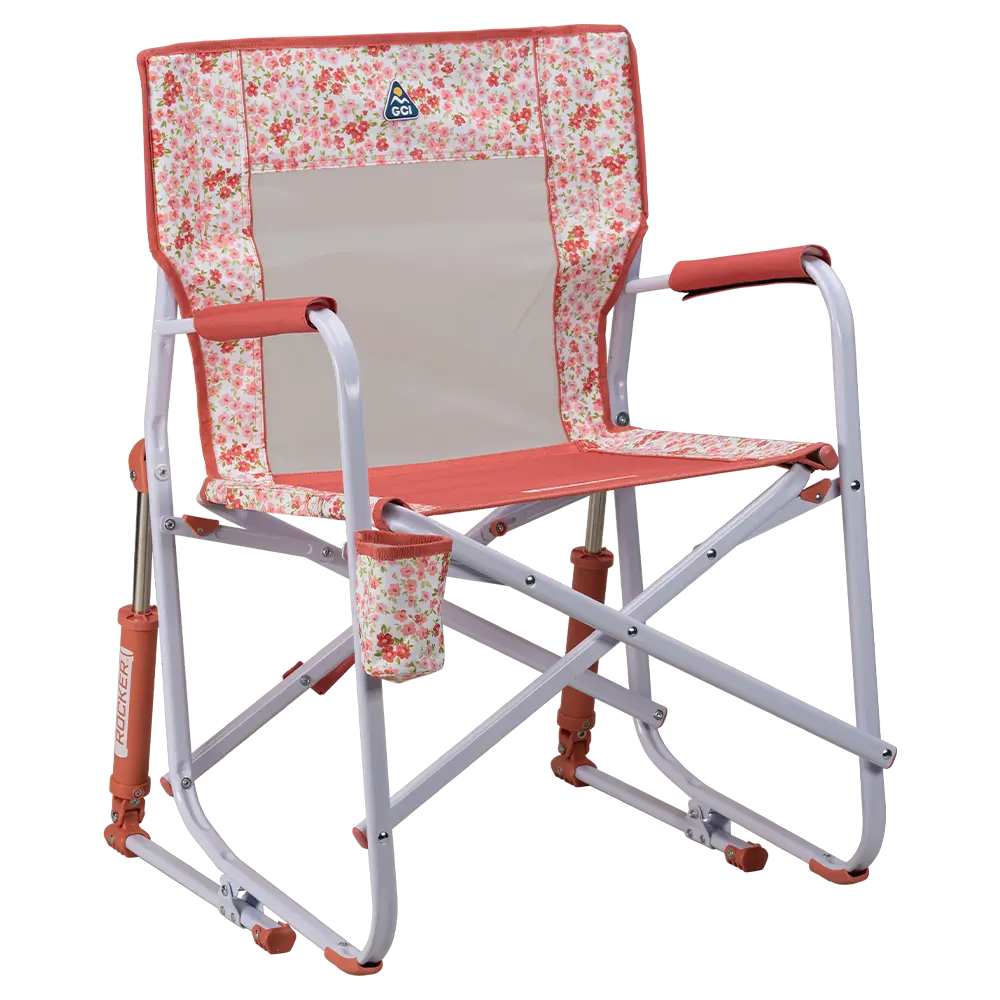 Smooth Motion Freestyle Rocker - Choice 711 - Patented Spring-Action Rocking Chair for Camping - Pink Sundress