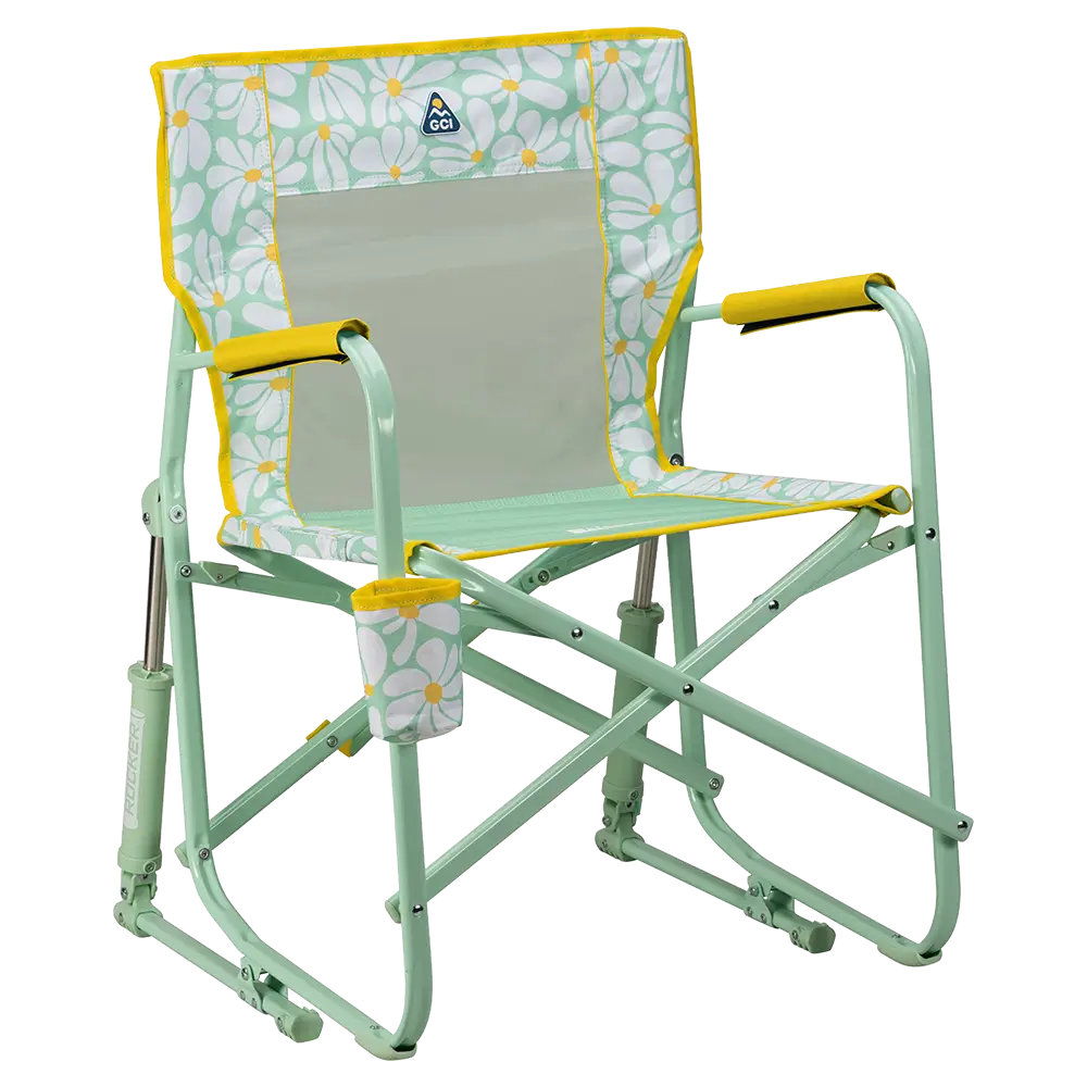 Smooth Motion Freestyle Rocker - Choice 711 - Patented Spring-Action Rocking Chair for Camping - Green/Yellow