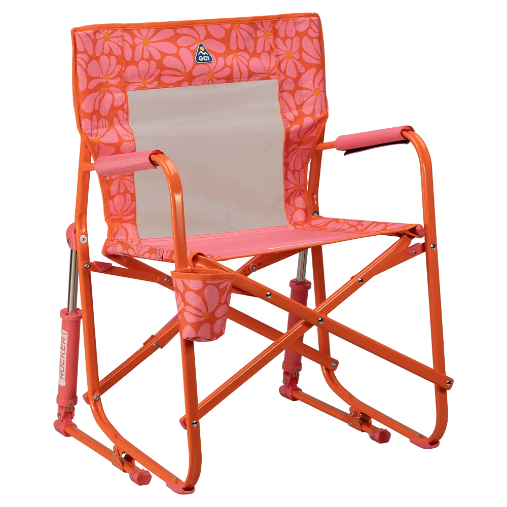 Smooth Motion Freestyle Rocker - Choice 711 - Patented Spring-Action Rocking Chair for Camping - Pink/Orange