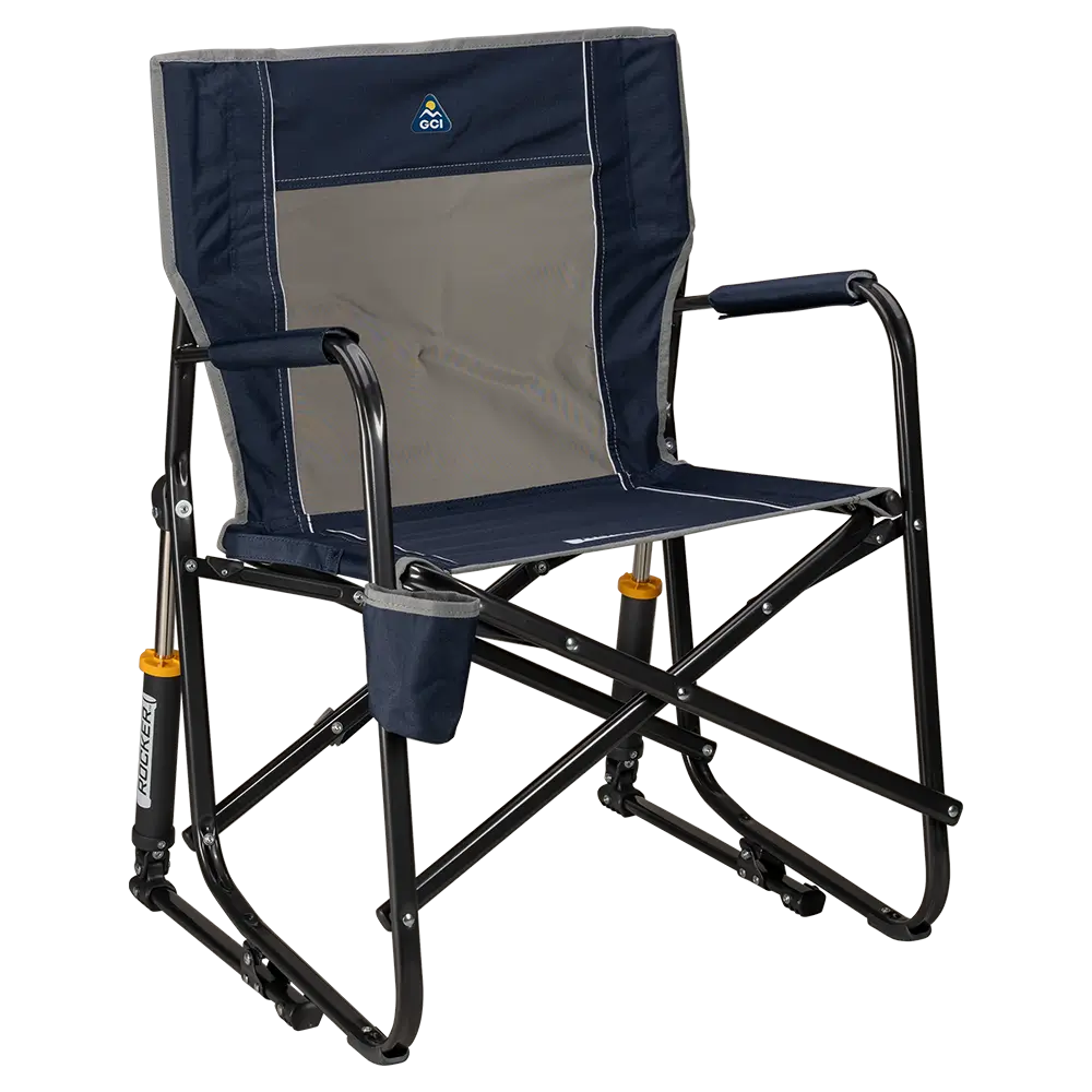 Smooth Motion Freestyle Rocker - Choice 711 - Patented Spring-Action Rocking Chair for Camping - Indigo