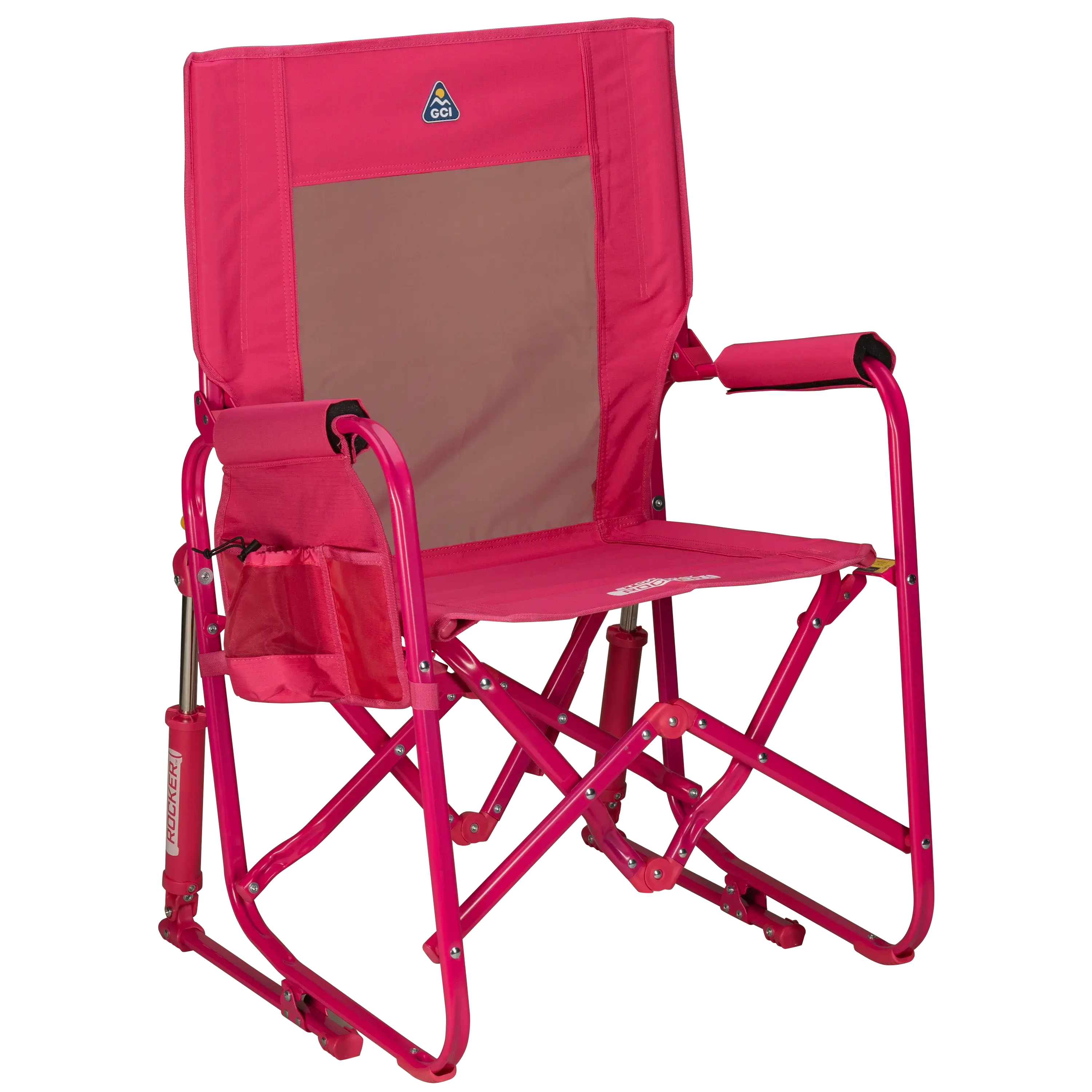 Luxury Camp Stowaway Rocker - Choice 794 - Patented Spring-Action Rocking Chair for Camping - Bright Pink