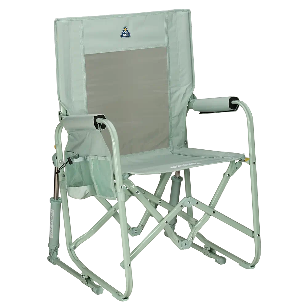 Luxury Camp Stowaway Rocker - Choice 794 - Patented Spring-Action Rocking Chair for Camping - Pastel Green