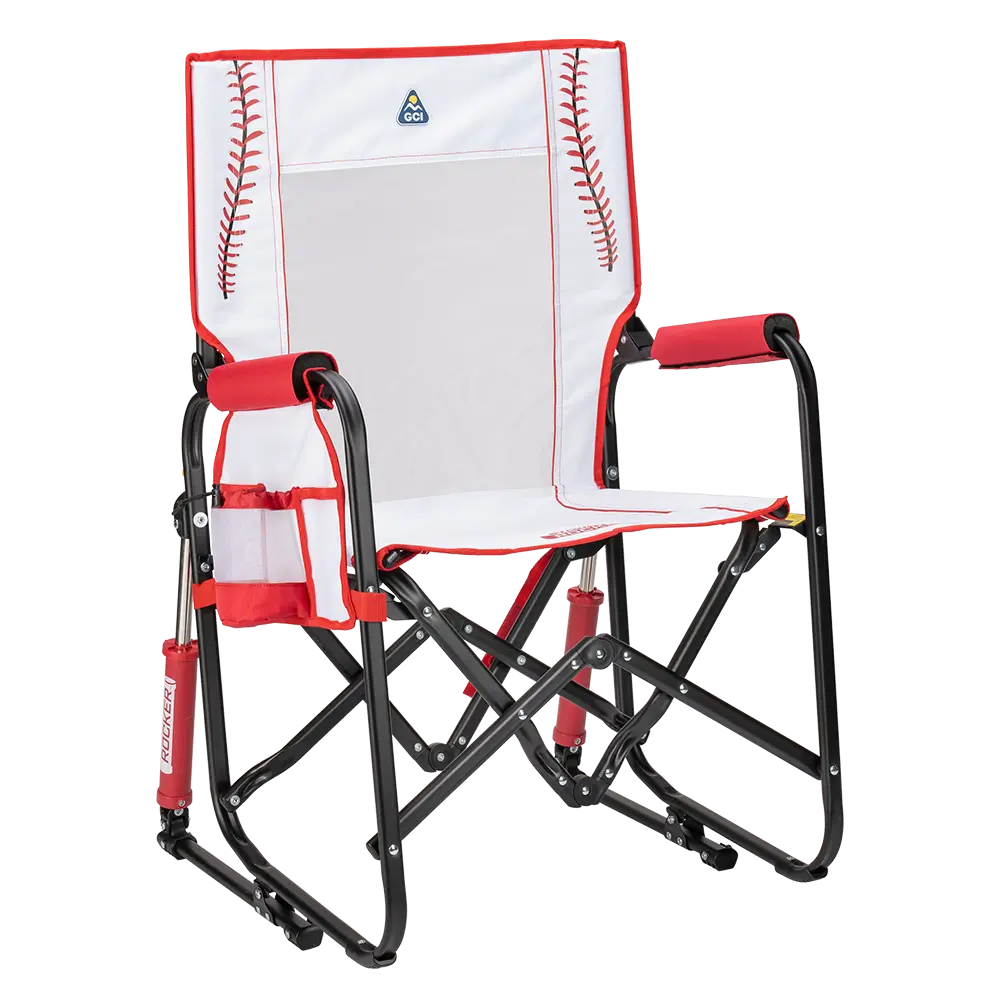 Luxury Camp Stowaway Rocker - Choice 794 - Patented Spring-Action Rocking Chair for Camping - Baseball