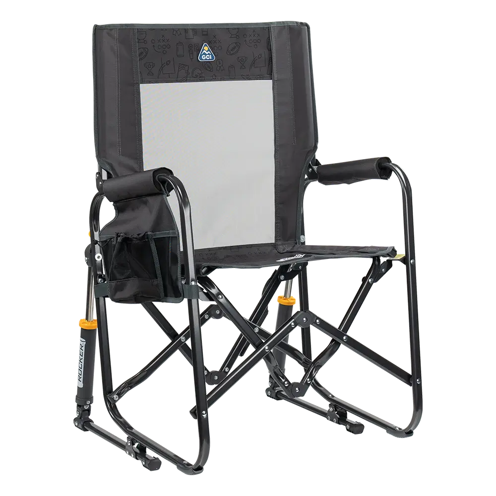Luxury Camp Stowaway Rocker - Choice 794 - Patented Spring-Action Rocking Chair for Camping - Tailgater Dark Charcoal