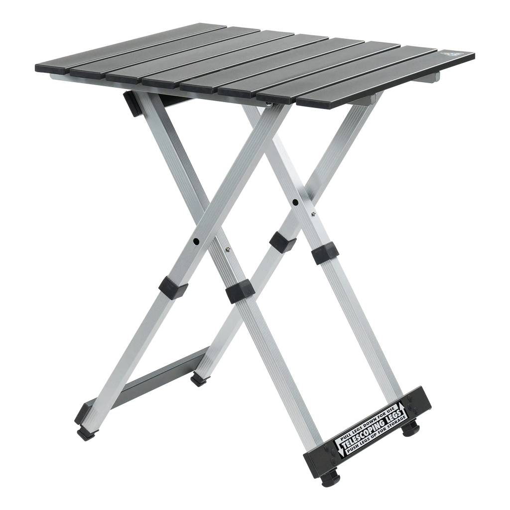 Slim-Fold Compact Camp Table 20 - Choice 513 - Multi-Functional Heavy-Duty Grilling Table Counter - Black Chrome
