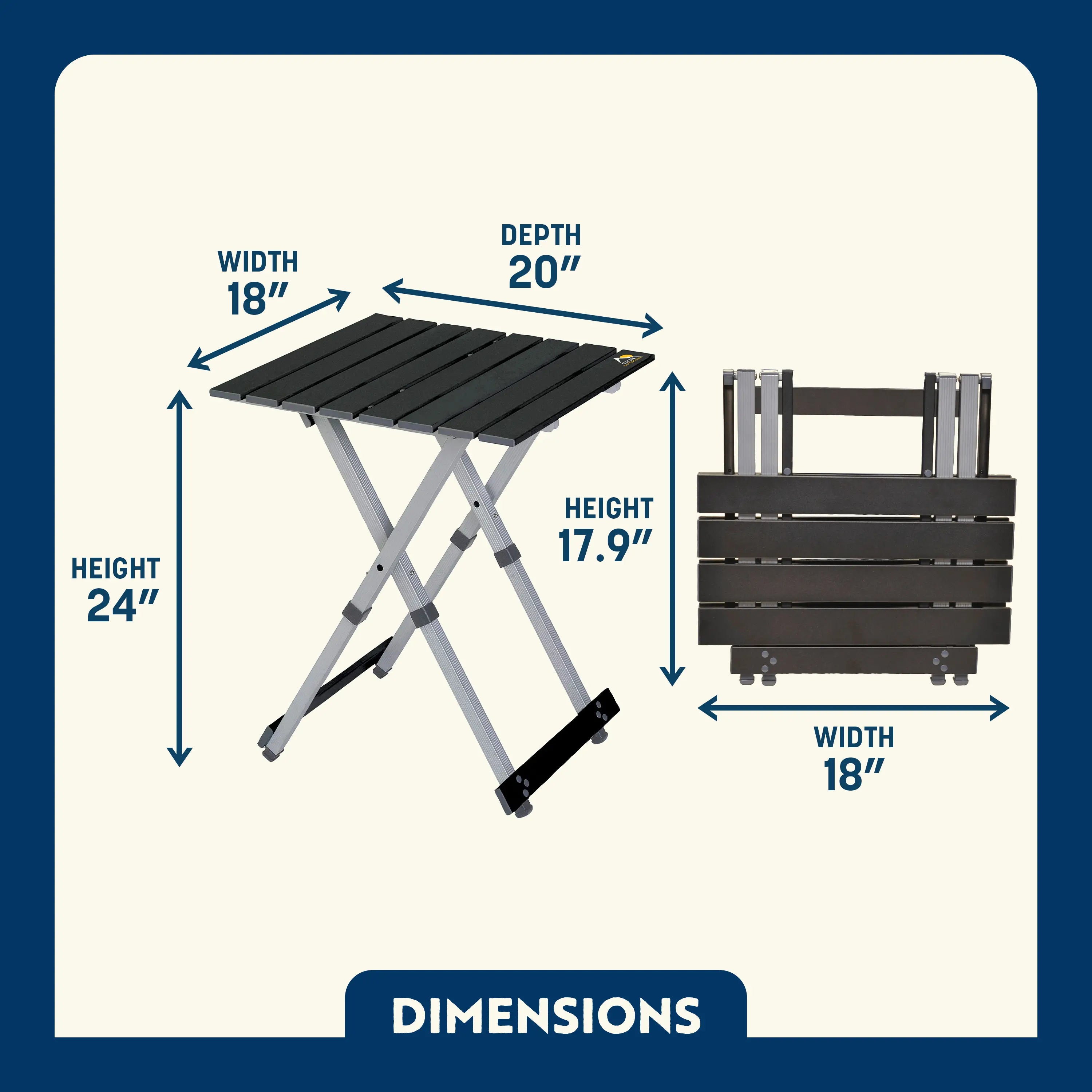 Slim-Fold Compact Camp Table 20 - Choice 513 - Multi-Functional Heavy-Duty Grilling Table Counter Detail