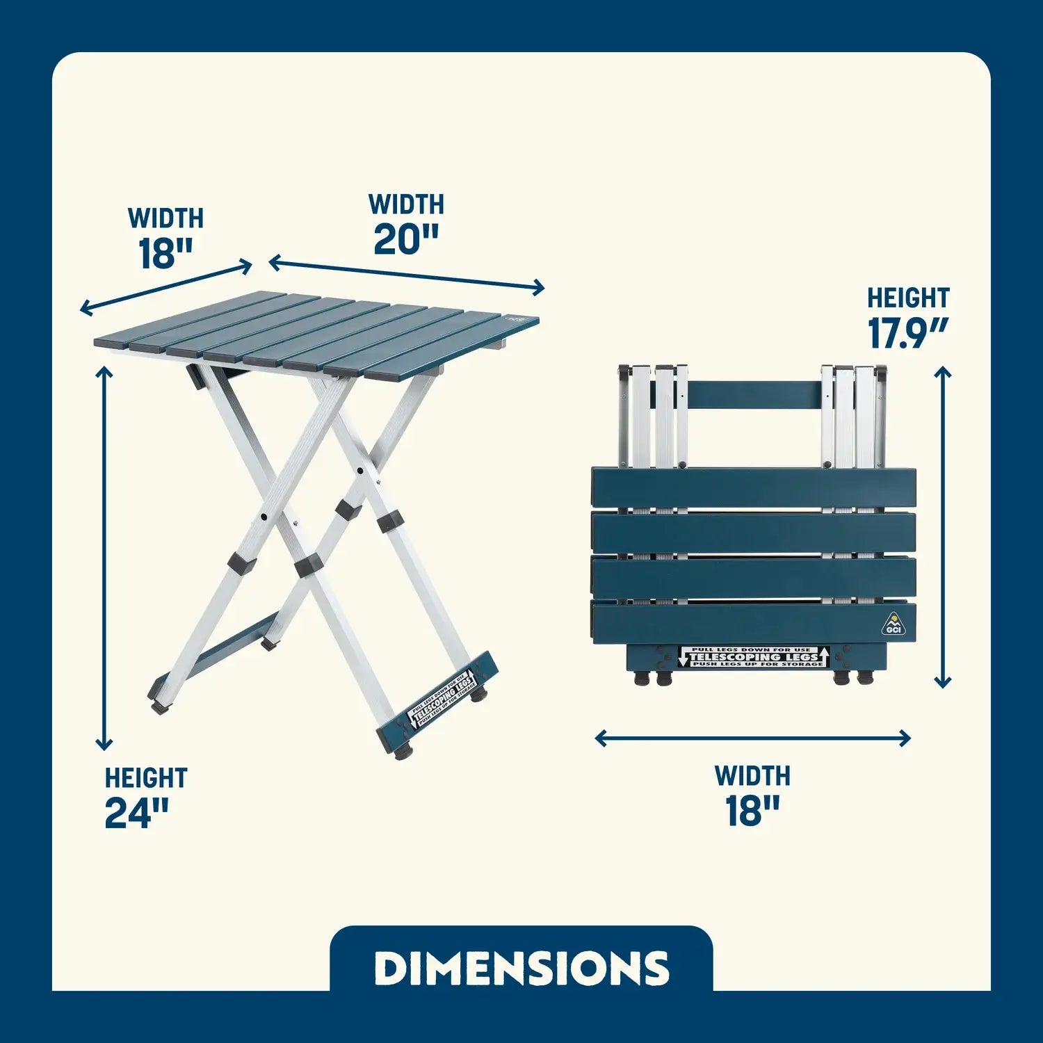 Slim-Fold Compact Camp Table 20 - Choice 513 - Multi-Functional Heavy-Duty Grilling Table Counter Detail