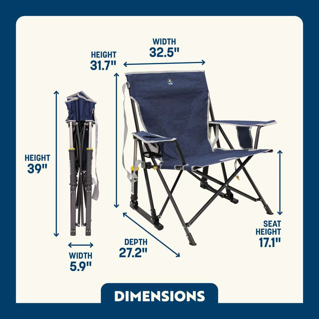 Heavy-Duty Freestyle Kickback Rocker - Choice 345 - Patented Spring-Action Rocking Chair for Camping Detail