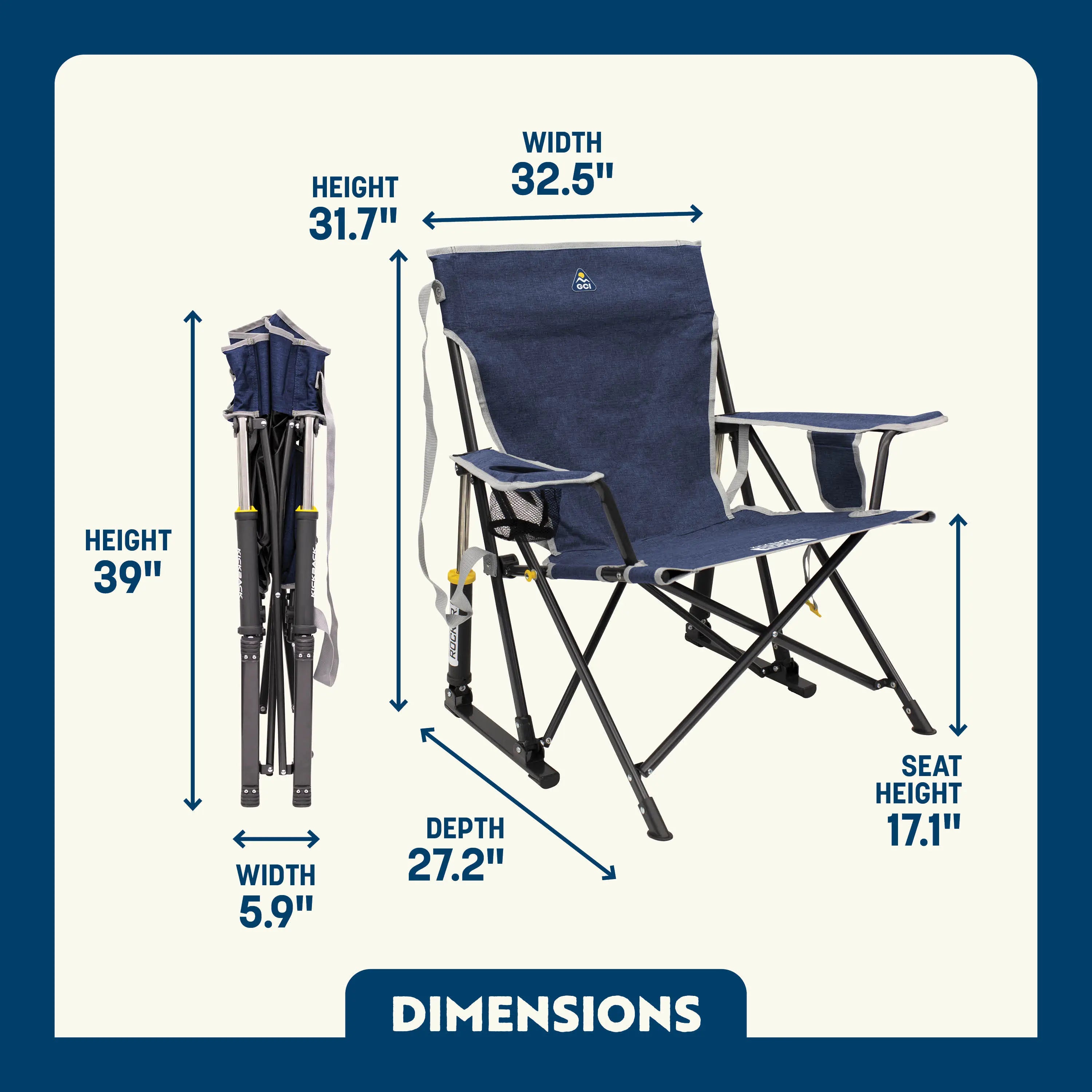 Heavy-Duty Freestyle Kickback Rocker - Choice 345 - Patented Spring-Action Rocking Chair for Camping Detail
