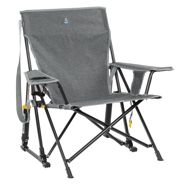 Heavy-Duty Freestyle Kickback Rocker - Choice 345 - Patented Spring-Action Rocking Chair for Camping - Heathered Pewter