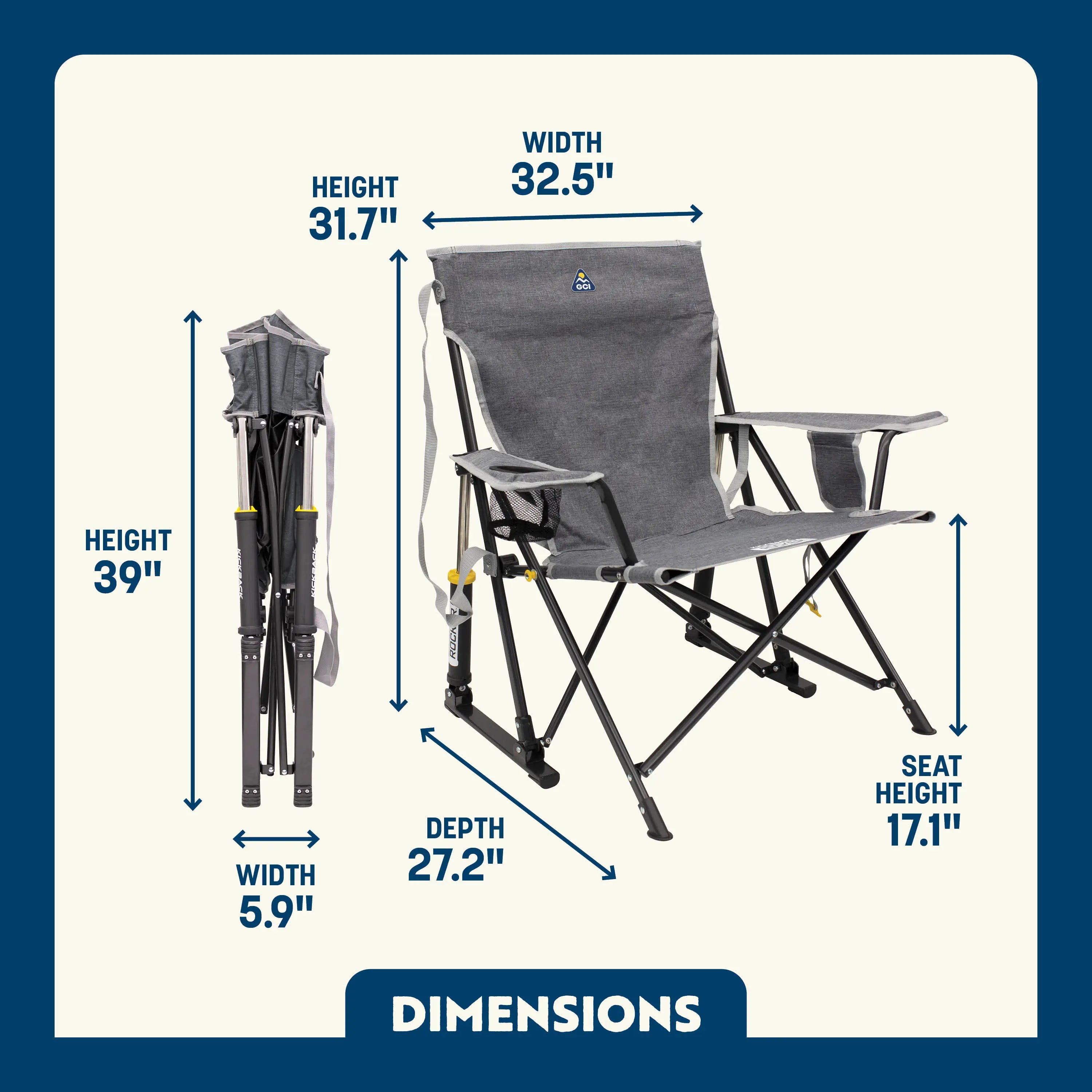 Heavy-Duty Freestyle Kickback Rocker - Choice 345 - Patented Spring-Action Rocking Chair for Camping Detail