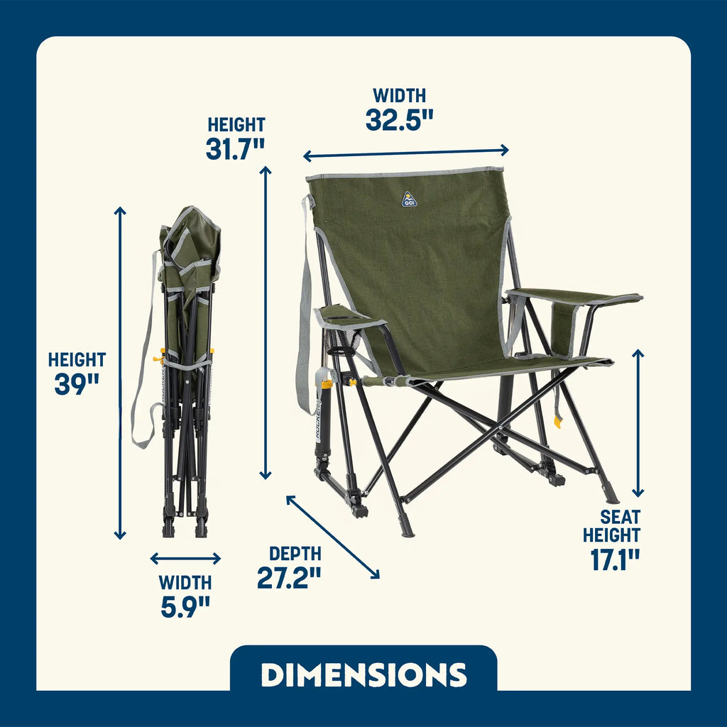 Heavy-Duty Freestyle Kickback Rocker - Choice 345 - Patented Spring-Action Rocking Chair for Camping Detail