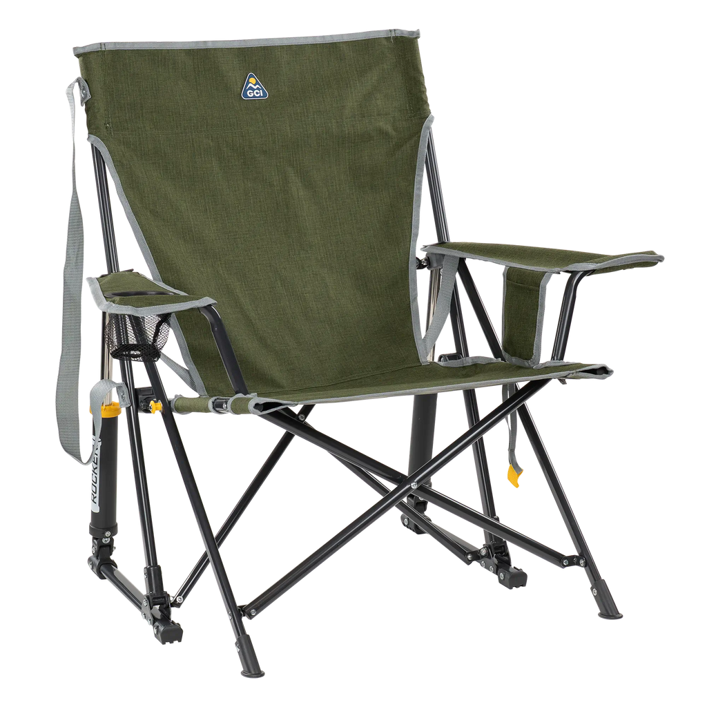 Heavy-Duty Freestyle Kickback Rocker - Choice 345 - Patented Spring-Action Rocking Chair for Camping - Heathered Loden