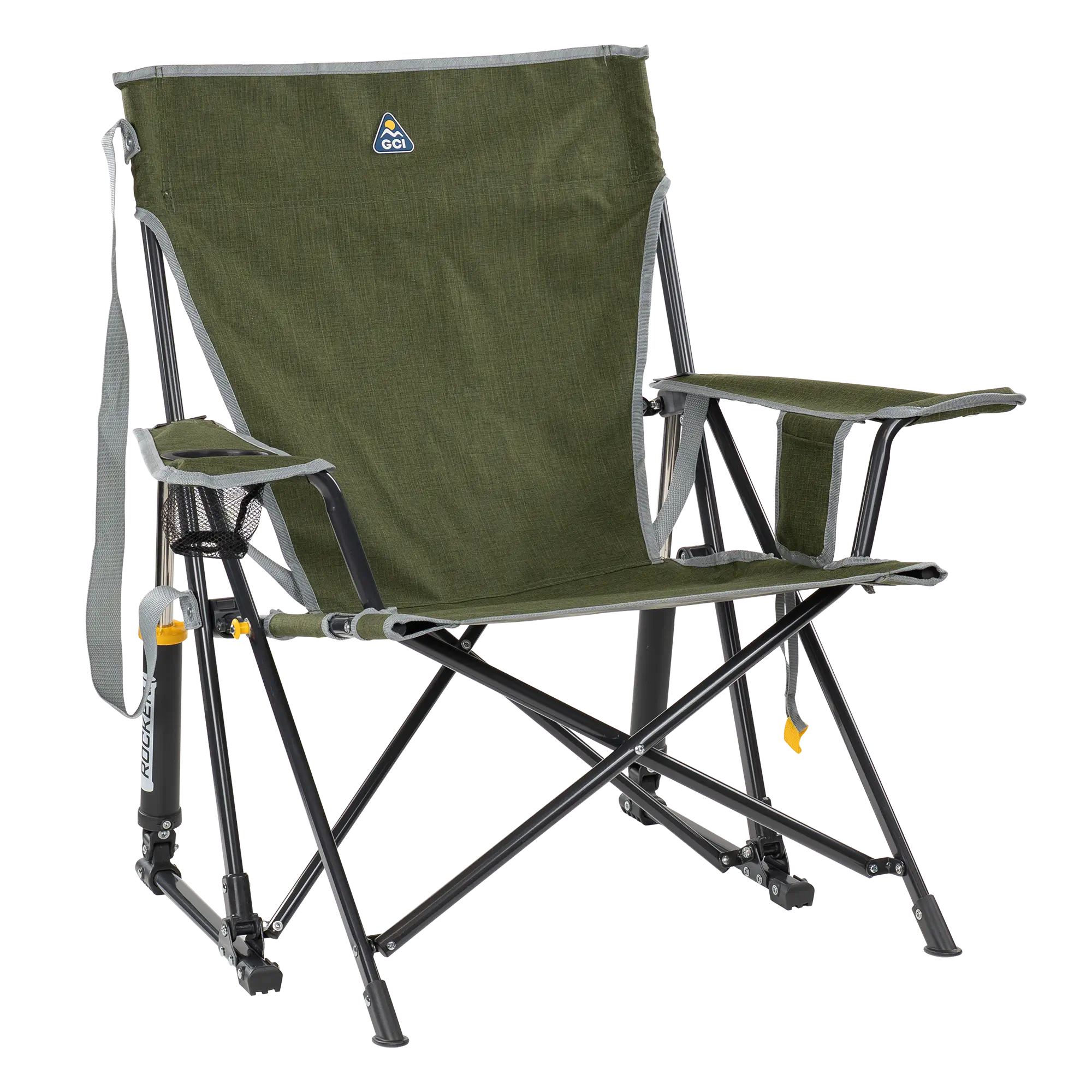 Heavy-Duty Freestyle Kickback Rocker - Choice 345 - Patented Spring-Action Rocking Chair for Camping - Heathered Loden