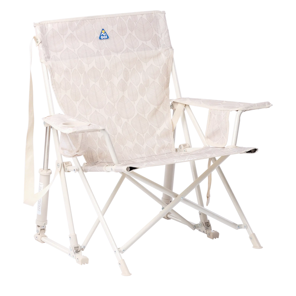 Heavy-Duty Freestyle Kickback Rocker - Choice 345 - Patented Spring-Action Rocking Chair for Camping - Soft Neutral Leaf