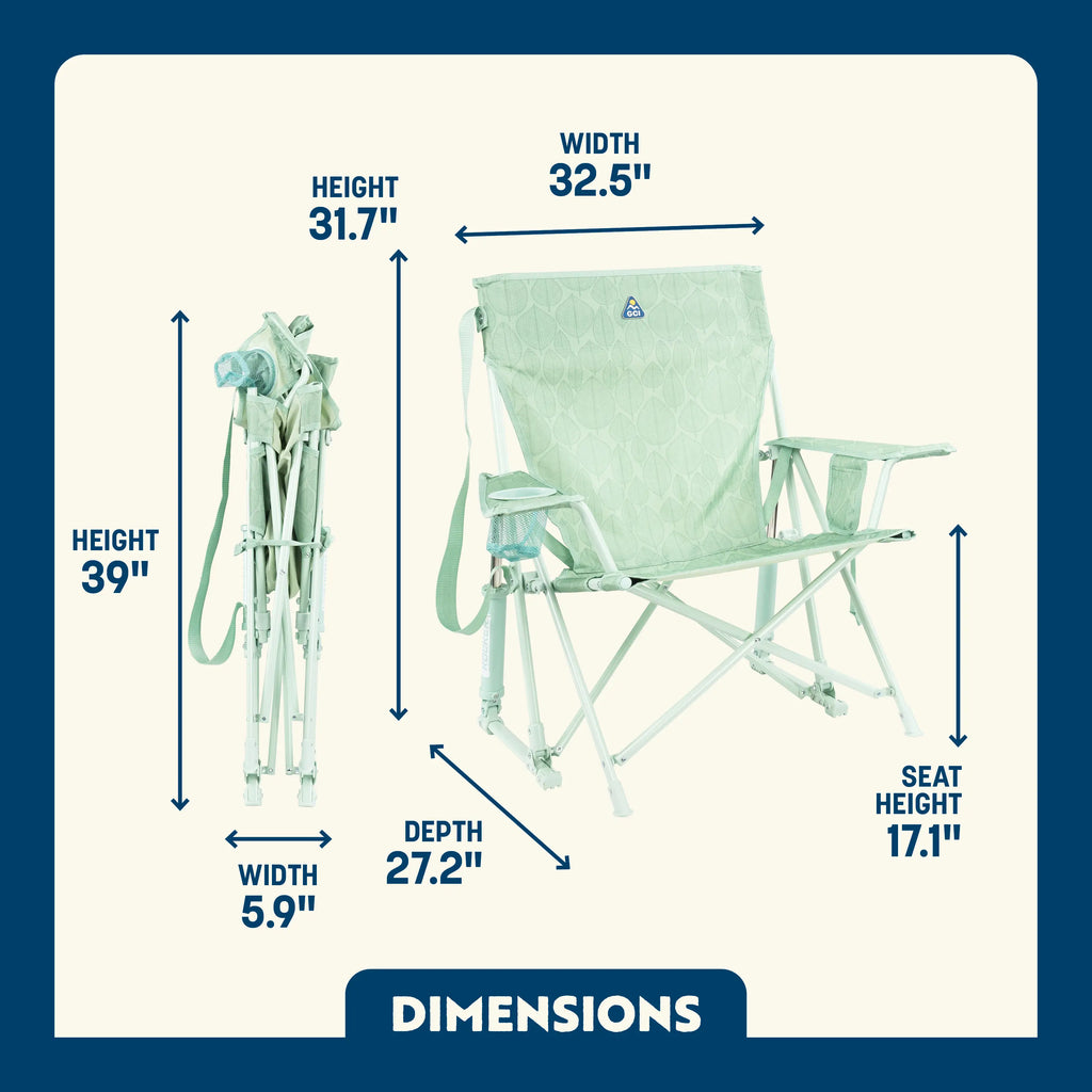 Heavy-Duty Freestyle Kickback Rocker - Choice 345 - Patented Spring-Action Rocking Chair for Camping Detail