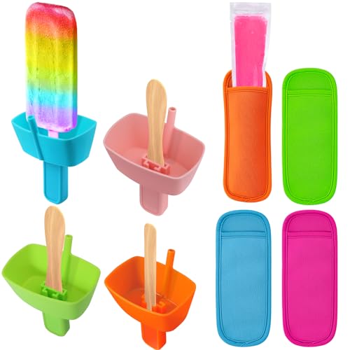 exclusive AIERSA 8pcs Popsicle Holders and Ice Pop Sleeves Set for Set