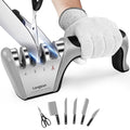 Eco-Friendly Longzon 5-in-1 Knife Sharpener 4 Stage with Cut-Resistant Kit