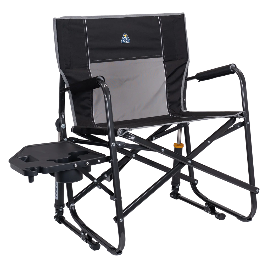 Heavy-Duty Freestyle Freestyle Rocker XL with Side Table - Choice 836 - RoadTrip Rocker Smooth Motion Camp Chair - Black