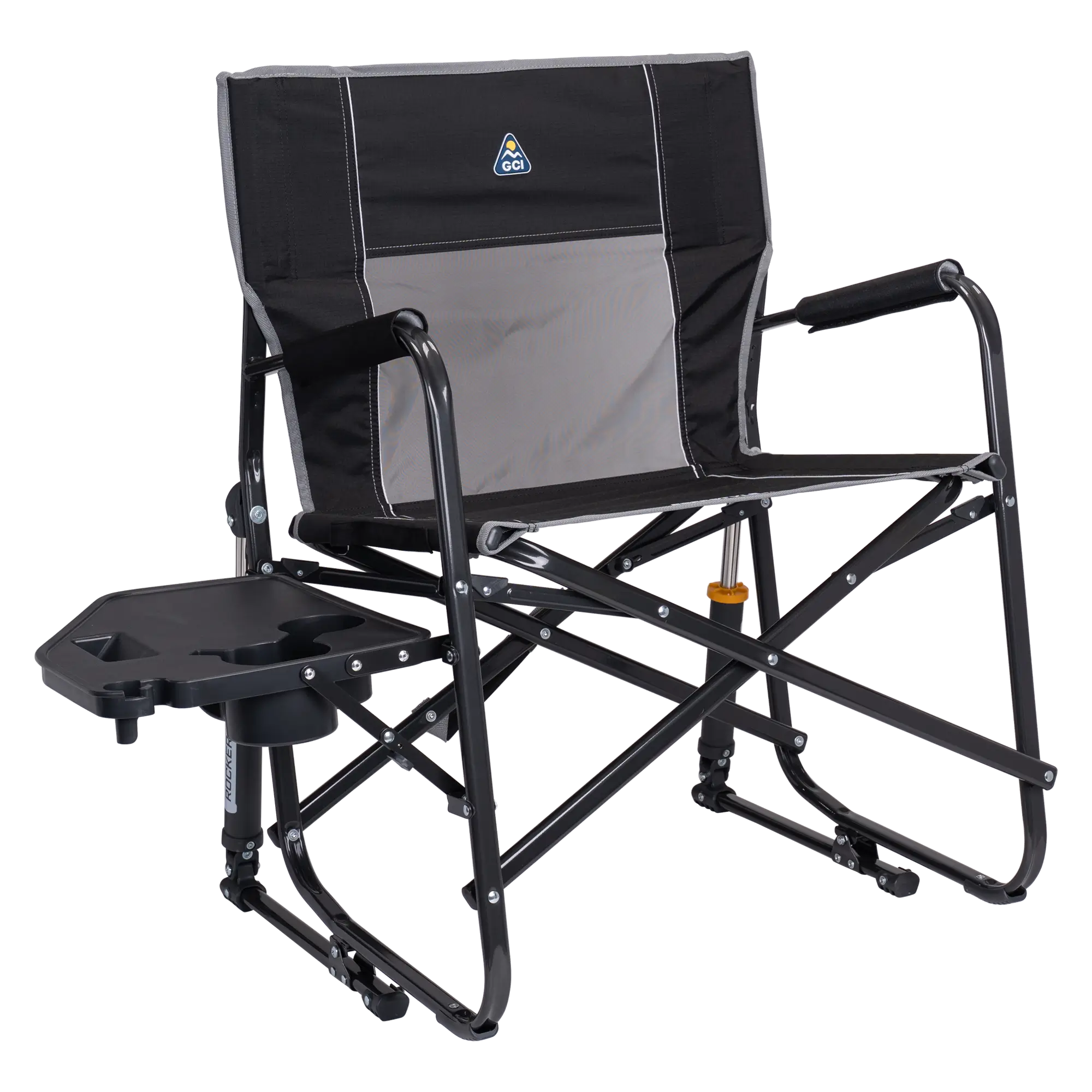 Heavy-Duty Freestyle Freestyle Rocker XL with Side Table - Choice 836 - RoadTrip Rocker Smooth Motion Camp Chair - Black