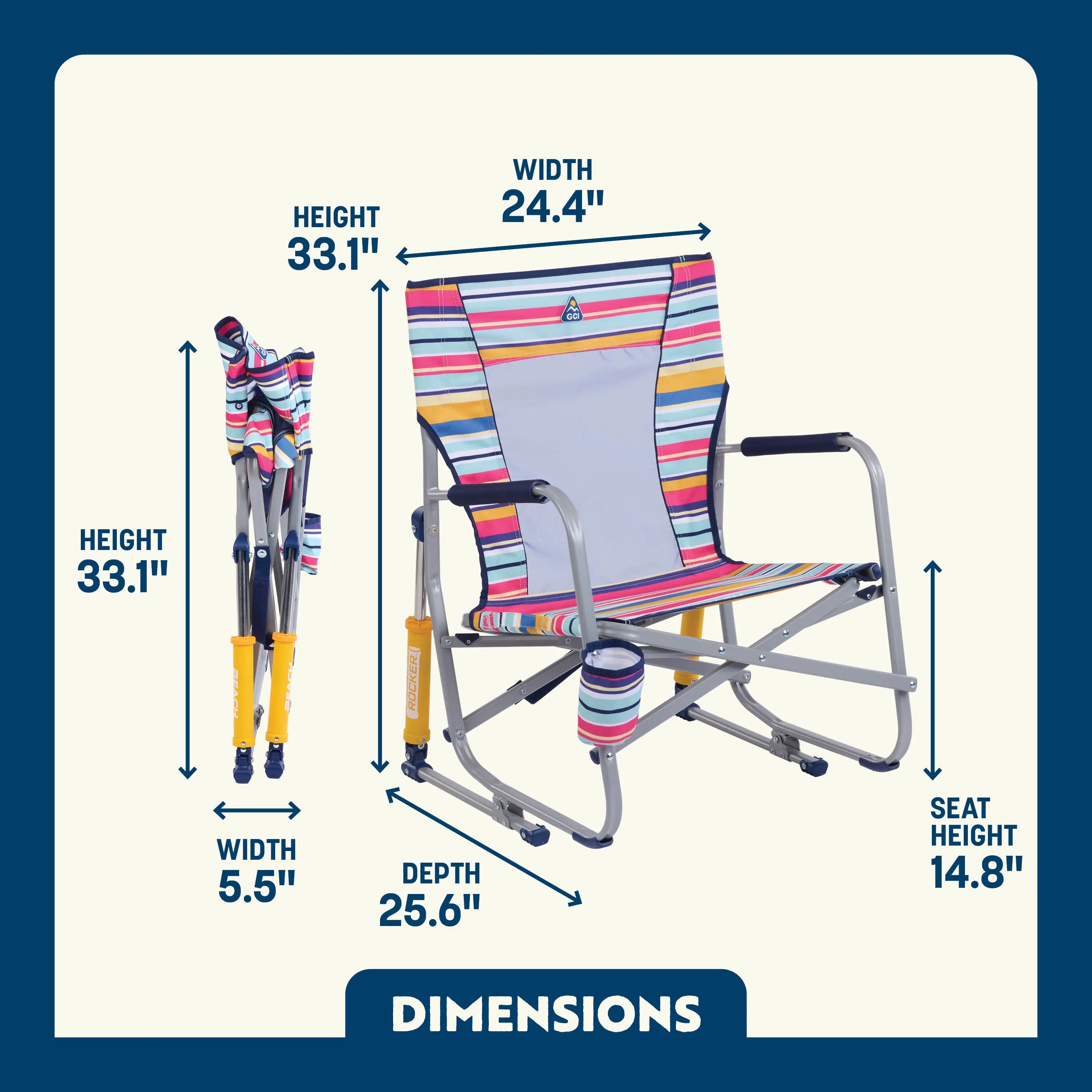 Smooth Motion Beach Rocker - Choice 712 - Heavy-Duty Kickback Rocker with Beverage Holder Detail