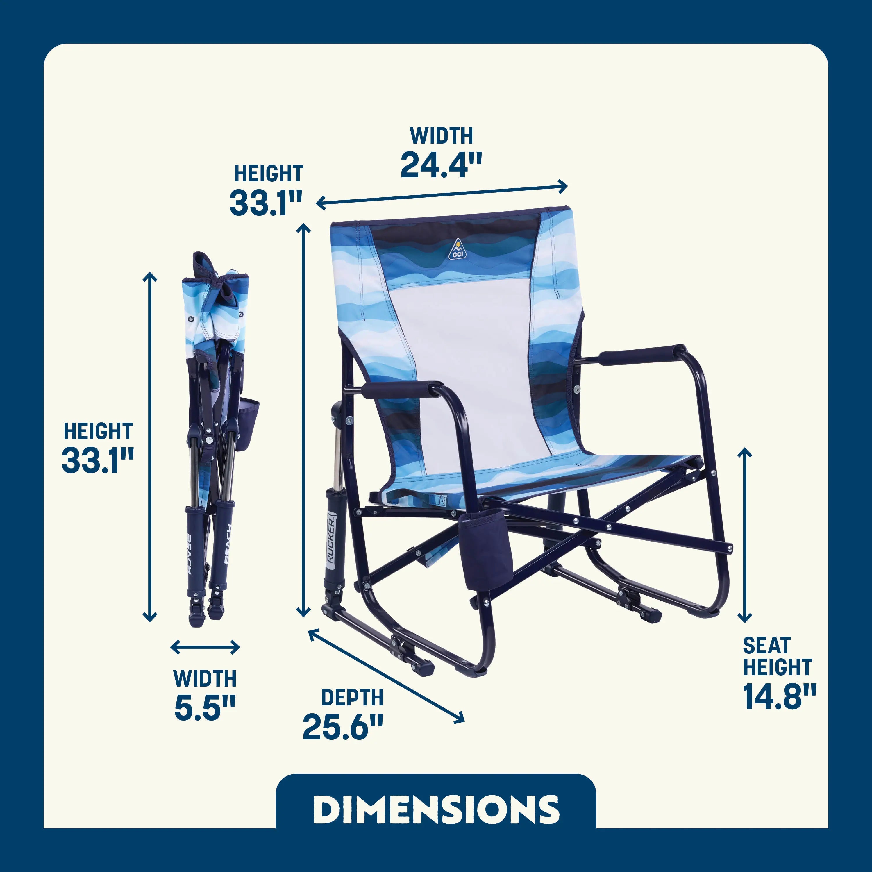Smooth Motion Beach Rocker - Choice 712 - Heavy-Duty Kickback Rocker with Beverage Holder Detail