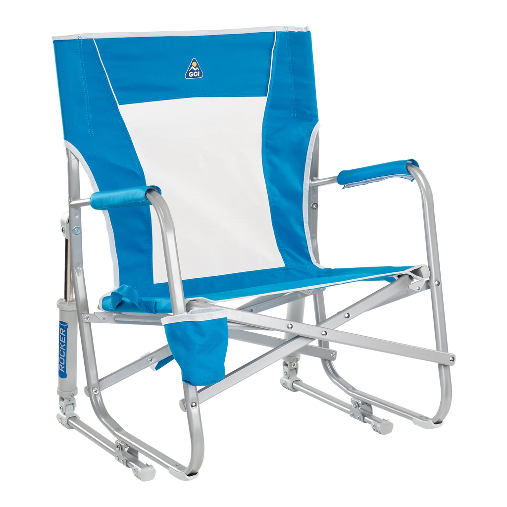 Smooth Motion Beach Rocker - Choice 712 - Heavy-Duty Kickback Rocker with Beverage Holder - Saybrook Blue