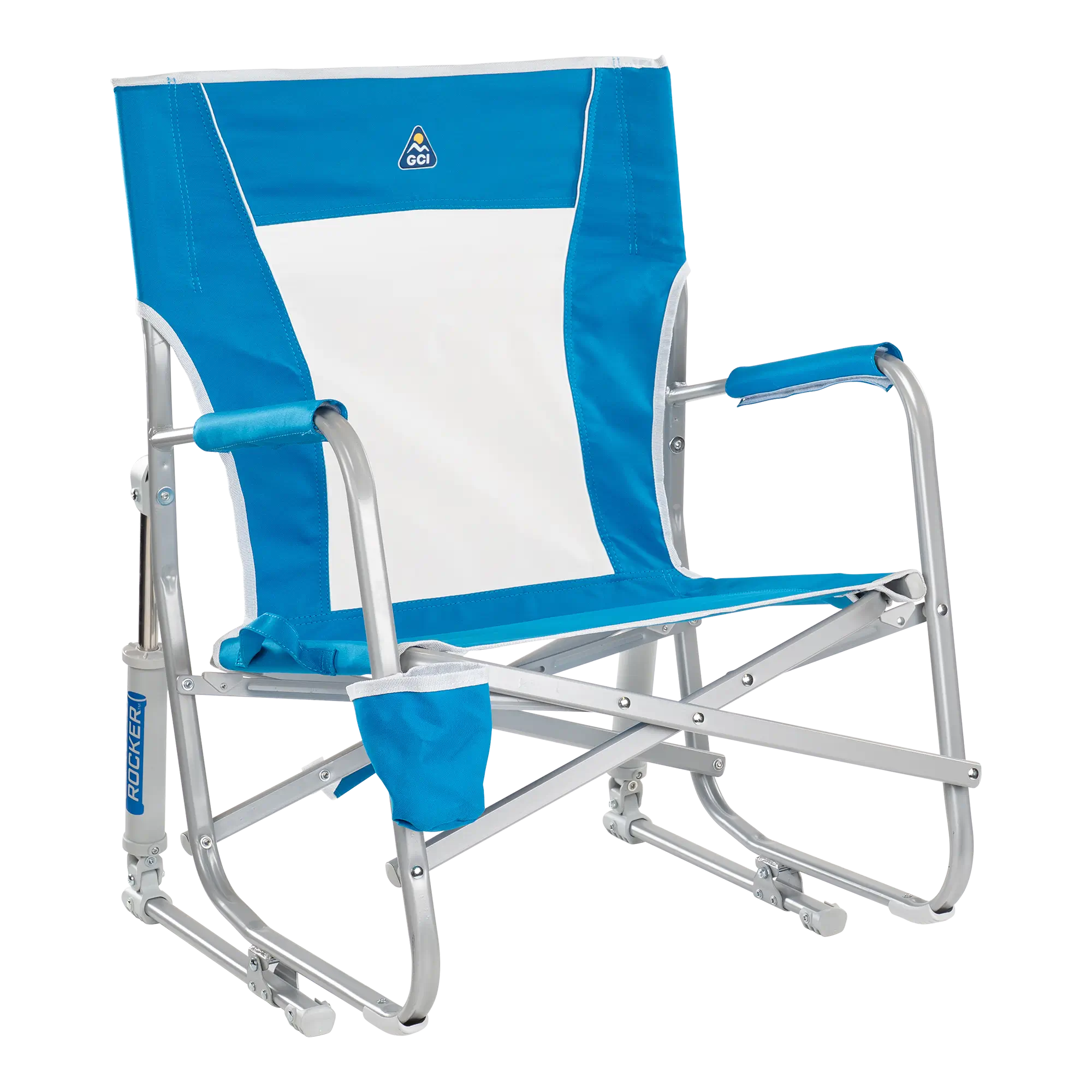 Smooth Motion Beach Rocker - Choice 712 - Heavy-Duty Kickback Rocker with Beverage Holder - Saybrook Blue