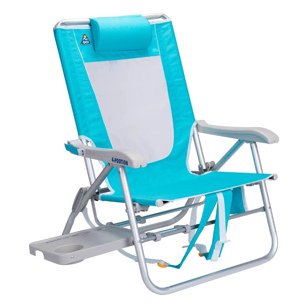 Reclining Beach Big Surf with Slide Table - Choice 334 - Rust-Resistant Aluminum Sand-Friendly Lounge Chair - Seafoam Green