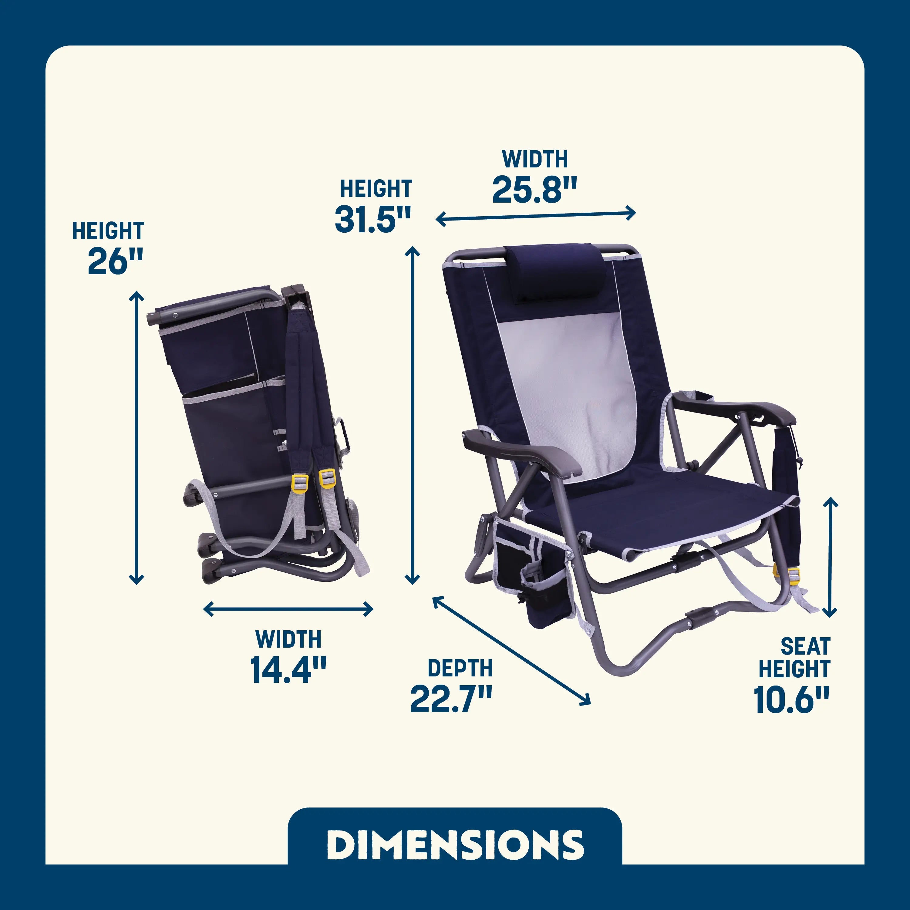 Space-Saving Pico Bi-Fold Slim Event Chair - Choice 334 - Pico Compact Folding Camp Chair with Carry Bag Detail