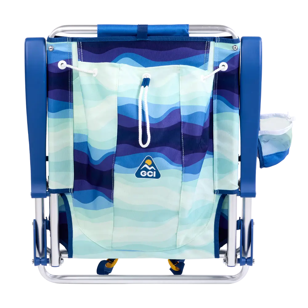 Rust-Resistant Aluminum Backpack Beach Chair - Choice 709 - Low-Profile Reclining Beach Chair with Backpack Straps Detail
