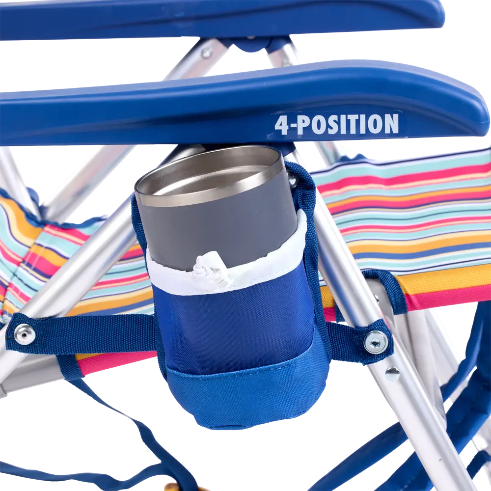 Rust-Resistant Aluminum Backpack Beach Chair - Choice 709 - Low-Profile Reclining Beach Chair with Backpack Straps Detail