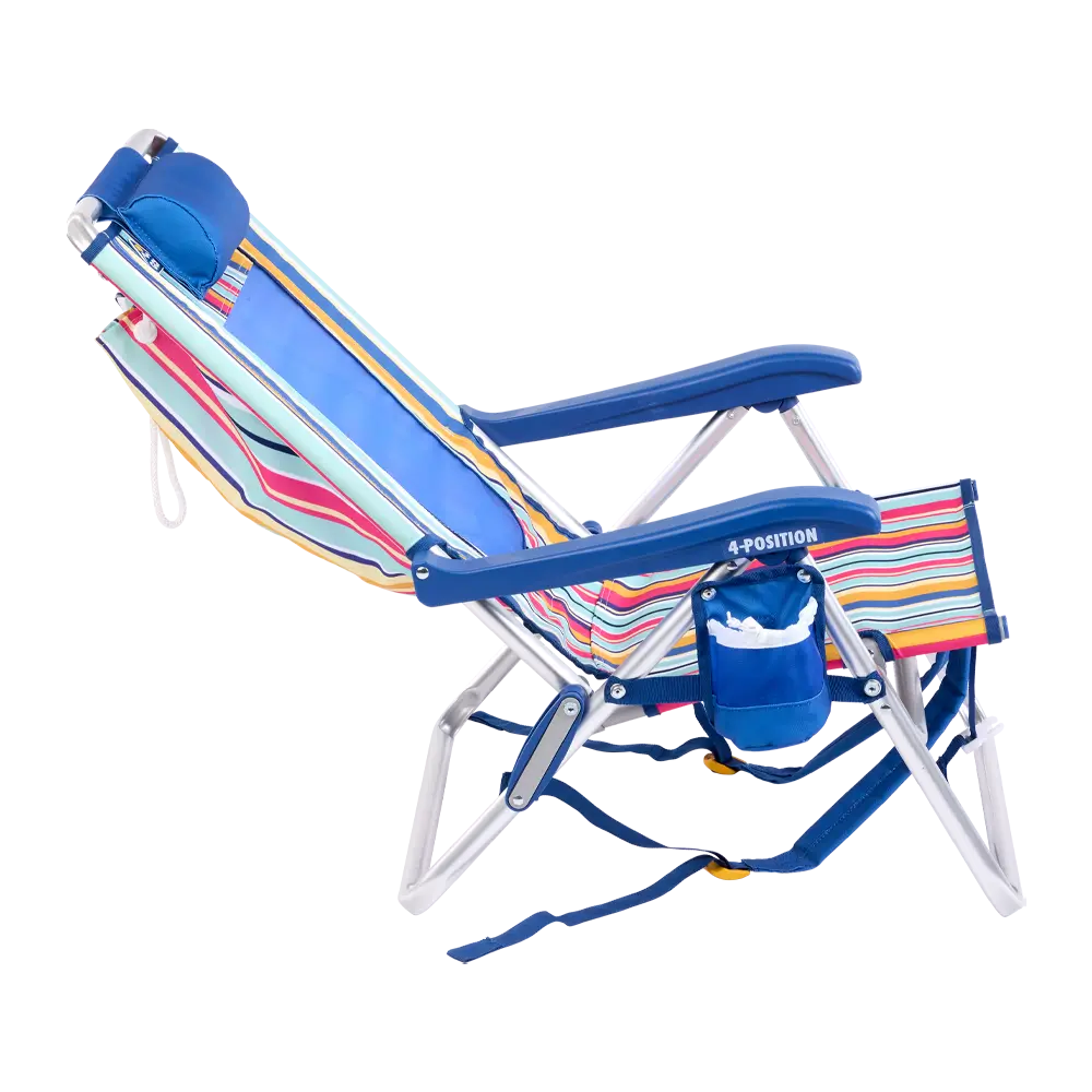 Rust-Resistant Aluminum Backpack Beach Chair - Choice 709 - Low-Profile Reclining Beach Chair with Backpack Straps Detail