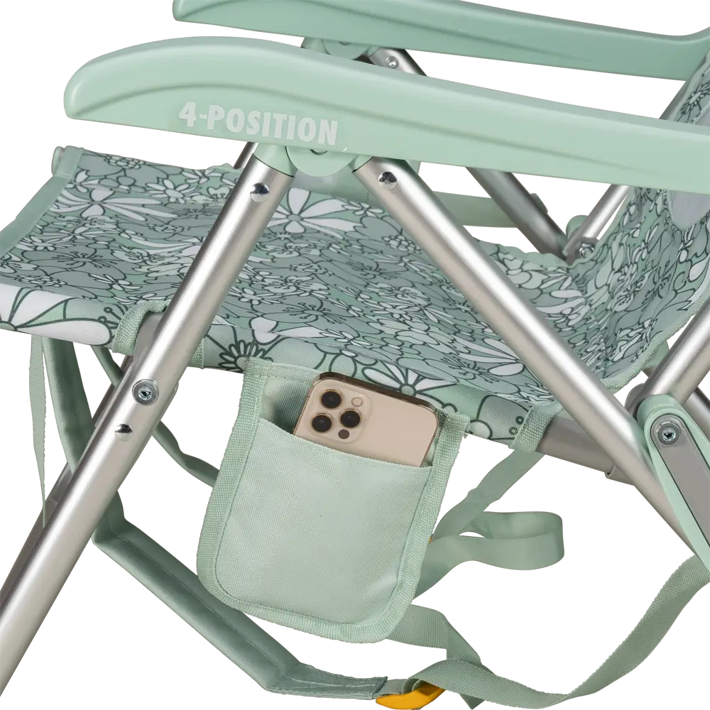 Rust-Resistant Aluminum Backpack Beach Chair - Choice 709 - Low-Profile Reclining Beach Chair with Backpack Straps Detail