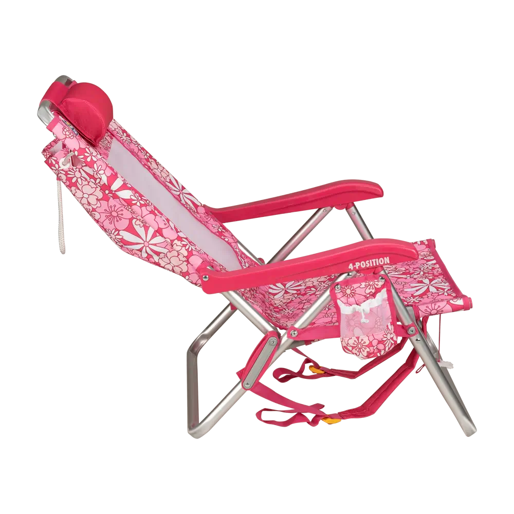 Rust-Resistant Aluminum Backpack Beach Chair - Choice 709 - Low-Profile Reclining Beach Chair with Backpack Straps Detail