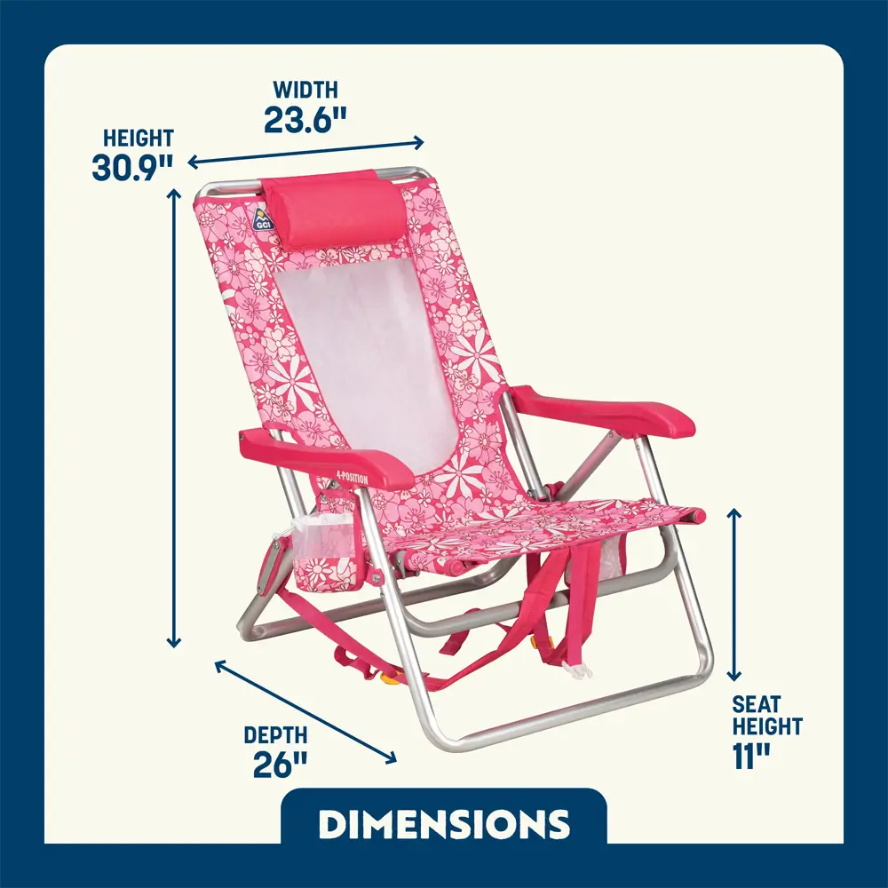 Rust-Resistant Aluminum Backpack Beach Chair - Choice 709 - Low-Profile Reclining Beach Chair with Backpack Straps Detail