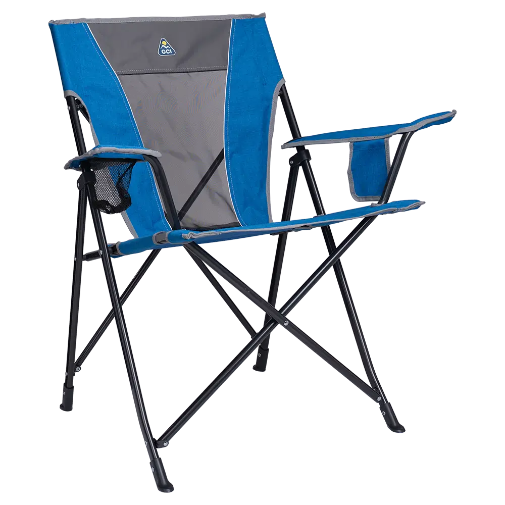 Micro-Folding Comfort Quad Chair - Choice 989 - Space-Saving Micro-Folding Chair for Backpacking - Heathered Royal