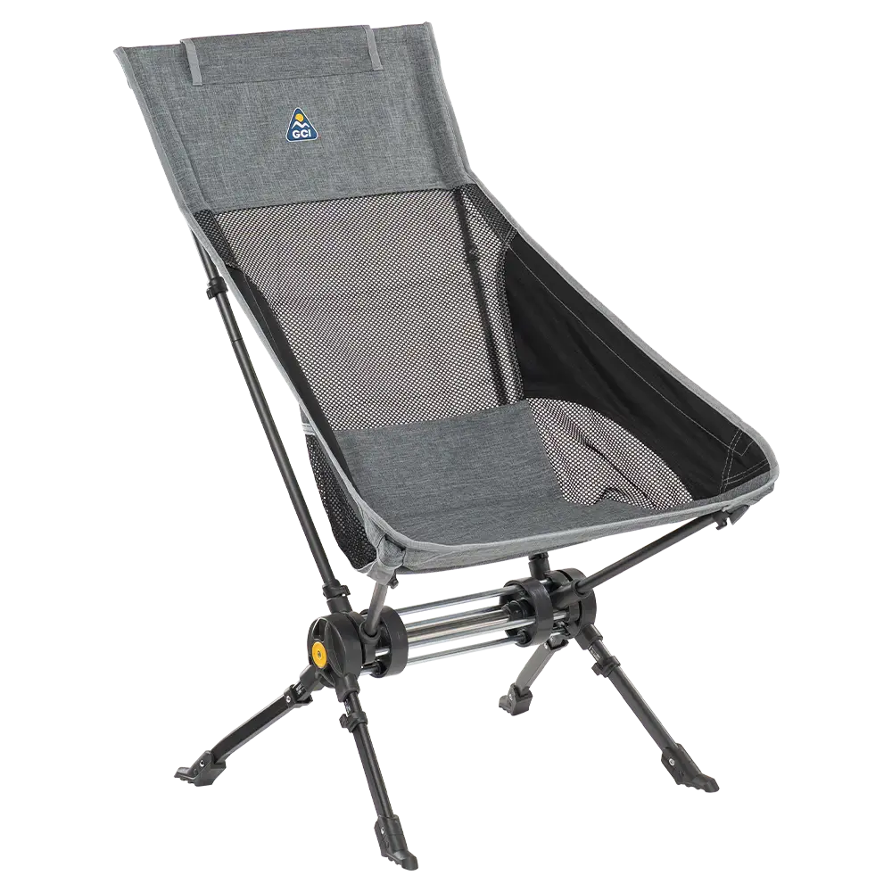 Luxury Camp ComPack Rocker - Choice 980 - RoadTrip Rocker Smooth Motion Camp Chair - Heathered Pewter