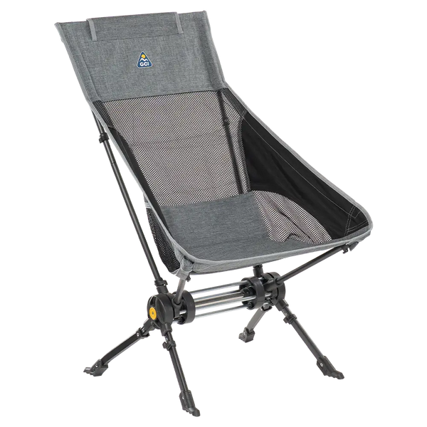 Luxury Camp ComPack Rocker - Choice 980 - RoadTrip Rocker Smooth Motion Camp Chair - Heathered Pewter