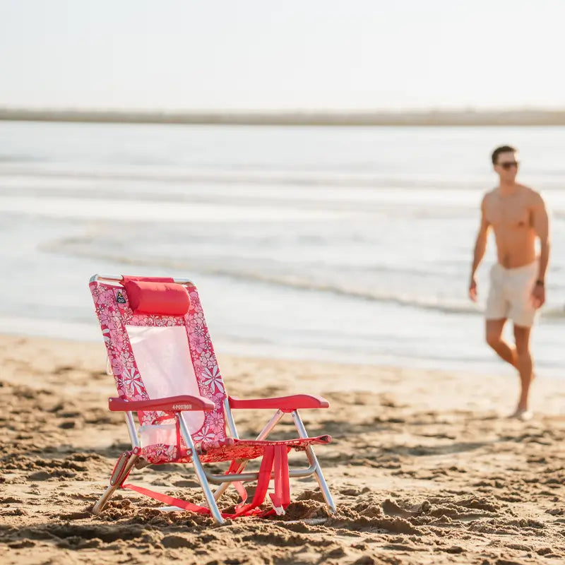 Rust-Resistant Aluminum Backpack Beach Chair - Choice 709 - Low-Profile Reclining Beach Chair with Backpack Straps Detail