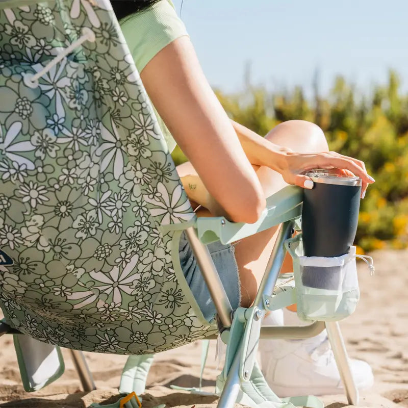 Rust-Resistant Aluminum Backpack Beach Chair - Choice 709 - Low-Profile Reclining Beach Chair with Backpack Straps Detail