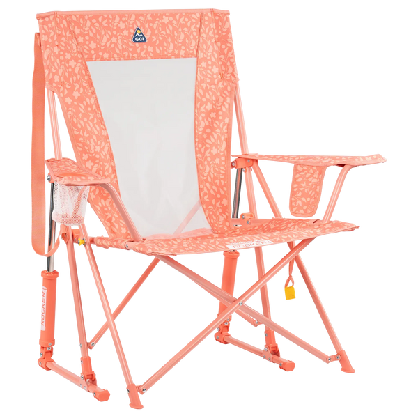 Premium All-Weather Comfort Pro Rocker - Choice 375 - RoadTrip Rocker Smooth Motion Camp Chair - Coral Garden