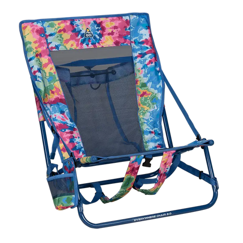 Backpack Travel Everywhere Chair 2 - Choice 656 - Low-Profile Reclining Beach Chair with Backpack Straps - Tie Dye