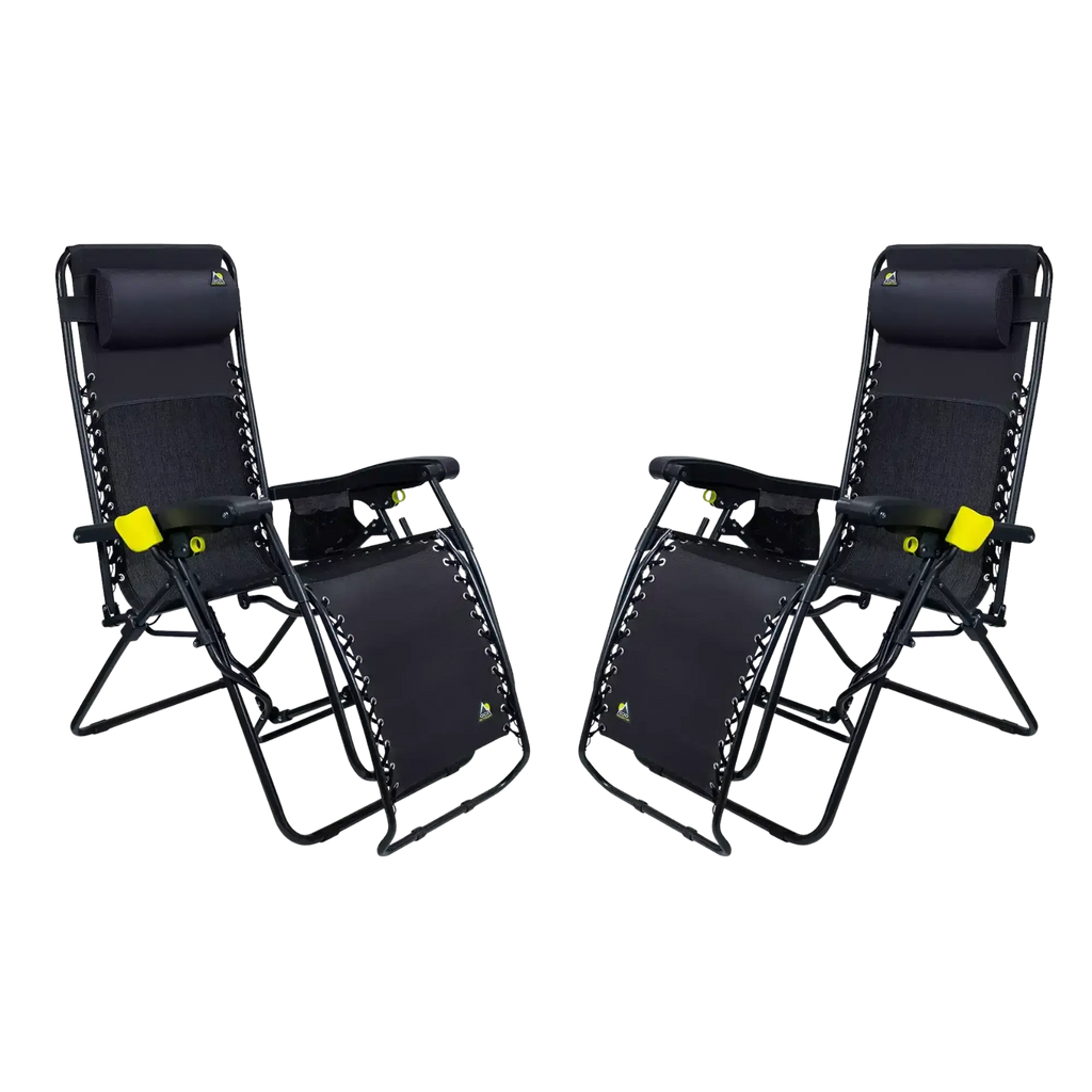 Backpack Travel Freeform Zero Gravity Lounger Bundle - Choice 507 - Multi-Position Outdoor Beach Chair with Pillow - Black